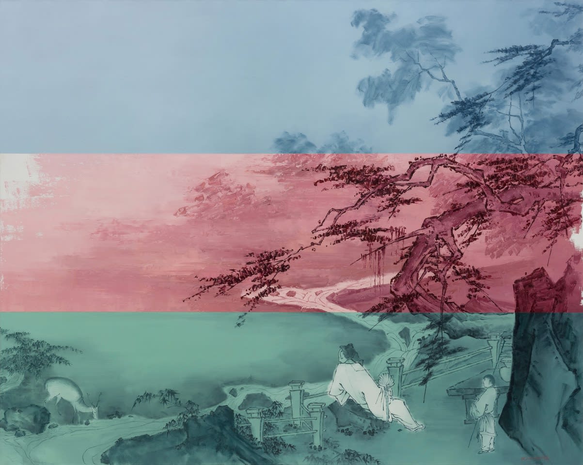 He Sen, 松树下的鹿 Deer under Pine Trees, 2019