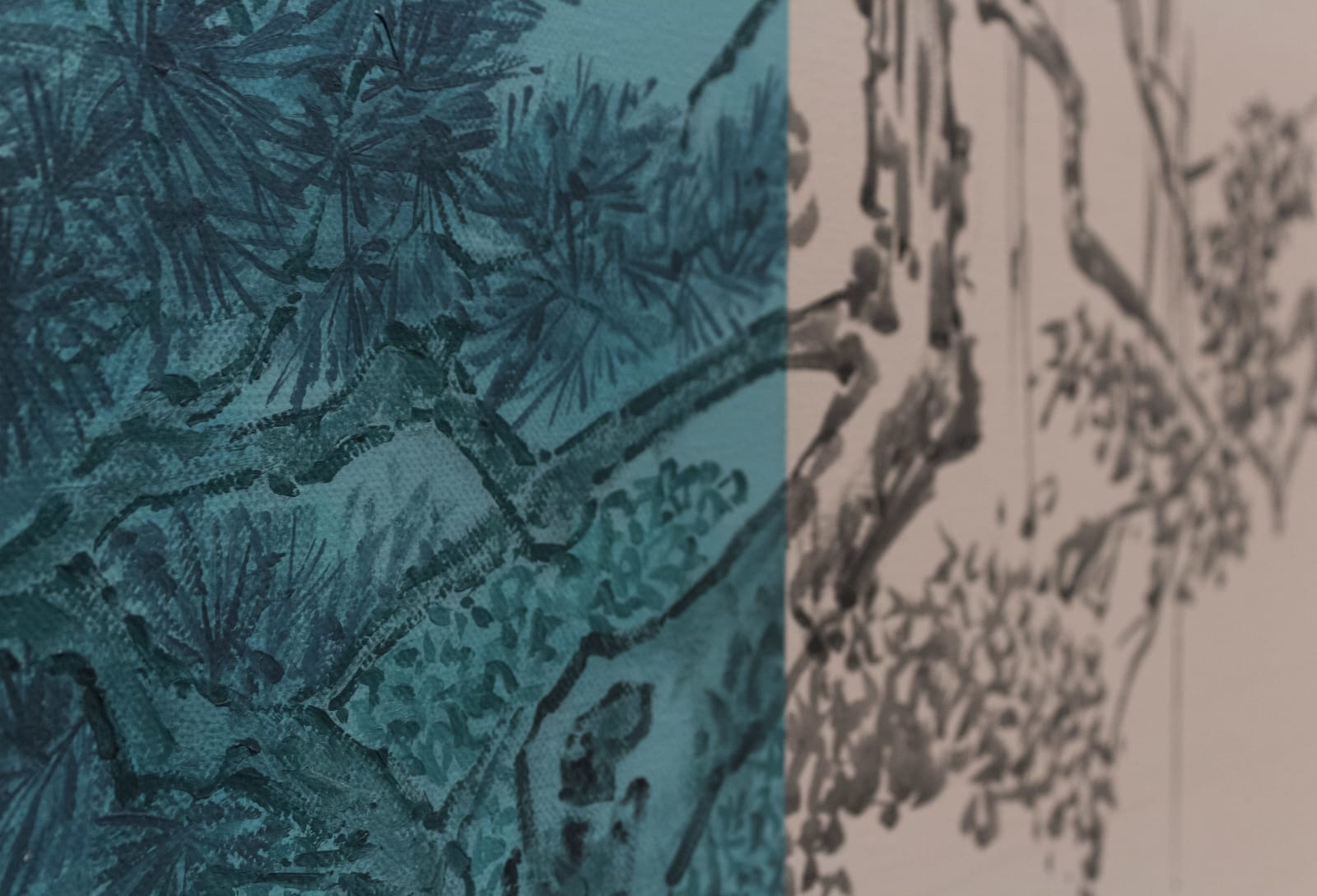 He Sen, Look at moon under the pine, 2018