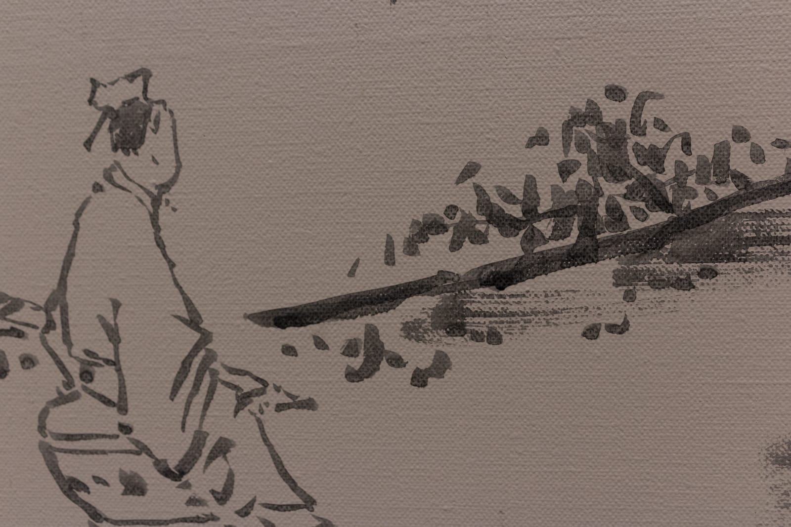 He Sen, Look at moon under the pine, 2018