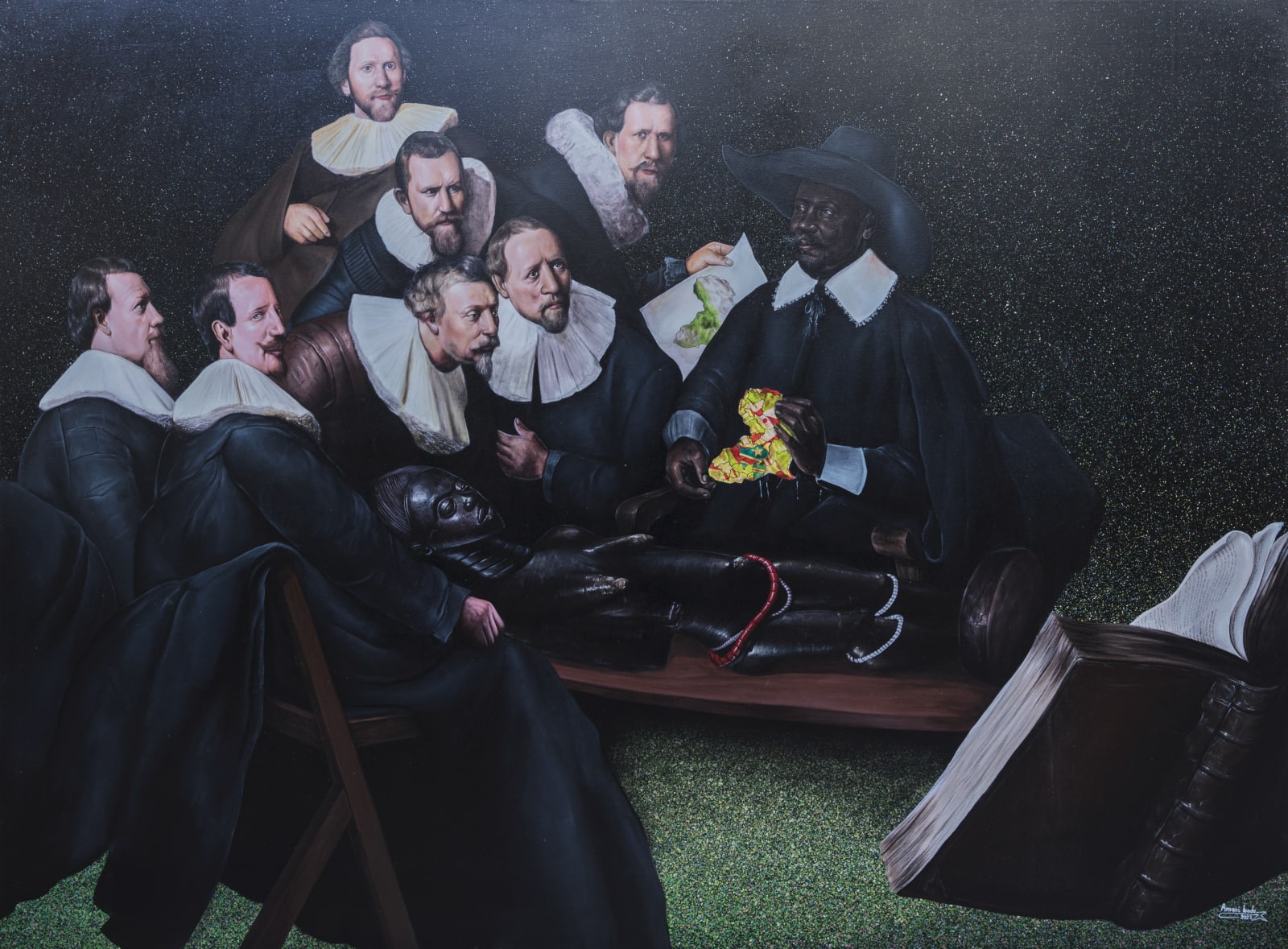 Amani Bodo Leçon d'anatomie sur la croissance de l'Afrique 2023 Acrylic on canvas 150 × 200 cm