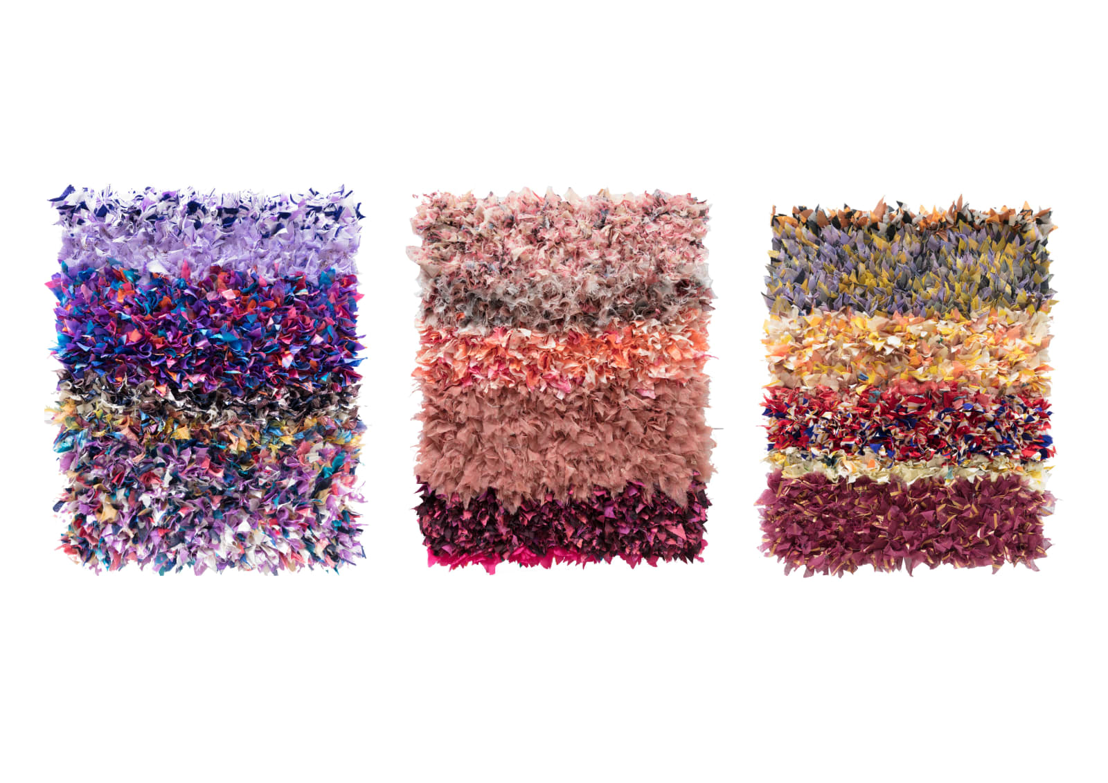 Joël Andrianomearisoa Vestiges de l'extase. Chapter I 2023 Textile 50 × 40 cm Triptych