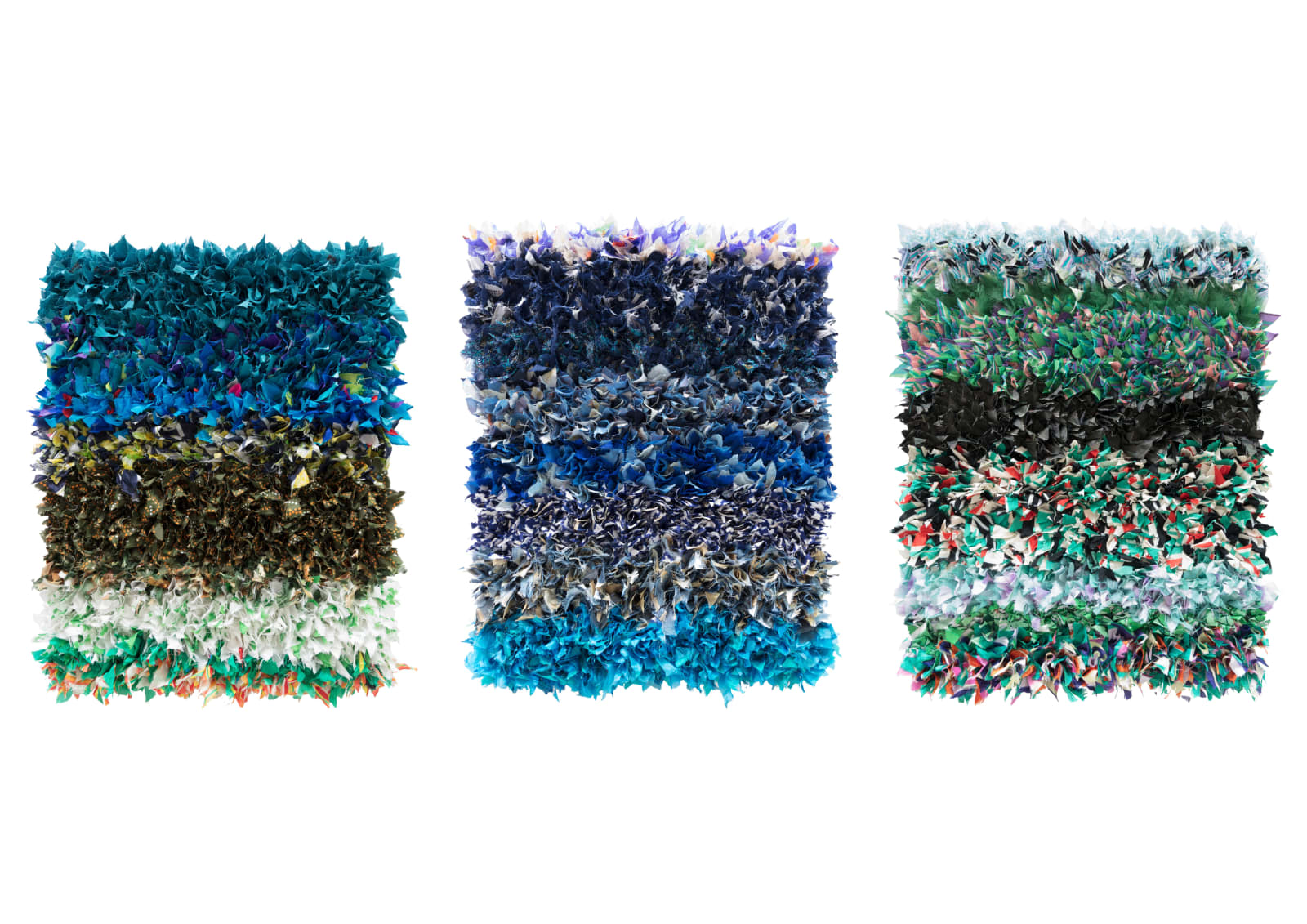 Joël Andrianomearisoa Vestiges de l'extase. Chapter III 2023 Textile 50 × 40 cm Triptych