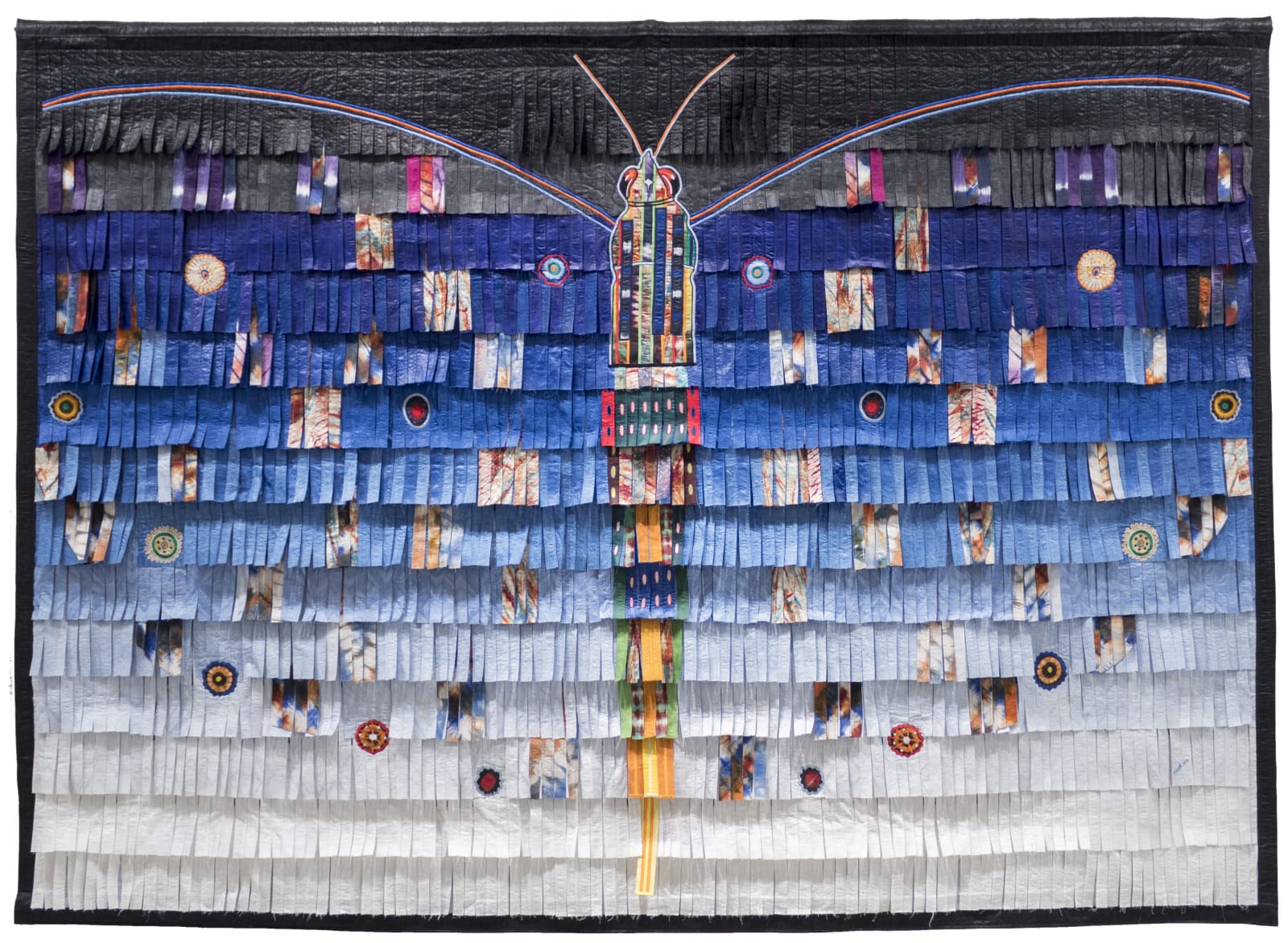 Abdoulaye Konaté Papillon bleu pour Oumar Diop (Hommage) 2021 Textile 233 x 325 cm
