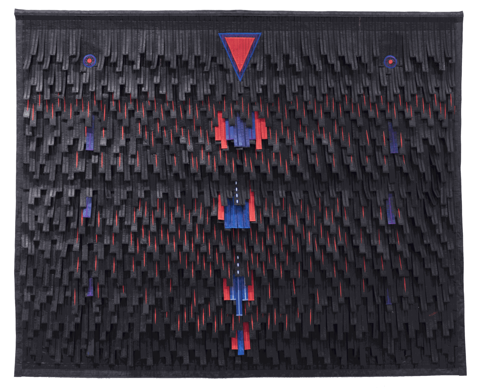 Abdoulaye Konaté Noir d’ébène et cicatrices 2021 Textile 237 × 294 cm