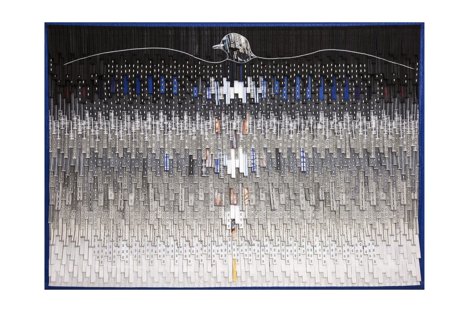 Abdoulaye Konaté Oiseau gris à queue jaune 2021 Textile 254 x 359 cm