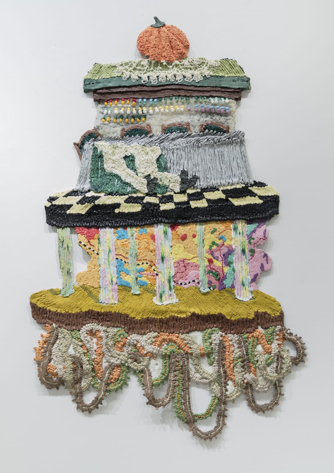 Troy Makaza Meaning responsibility and contentment part 3 2022 Silicone infused with paint 218 × 114 cm