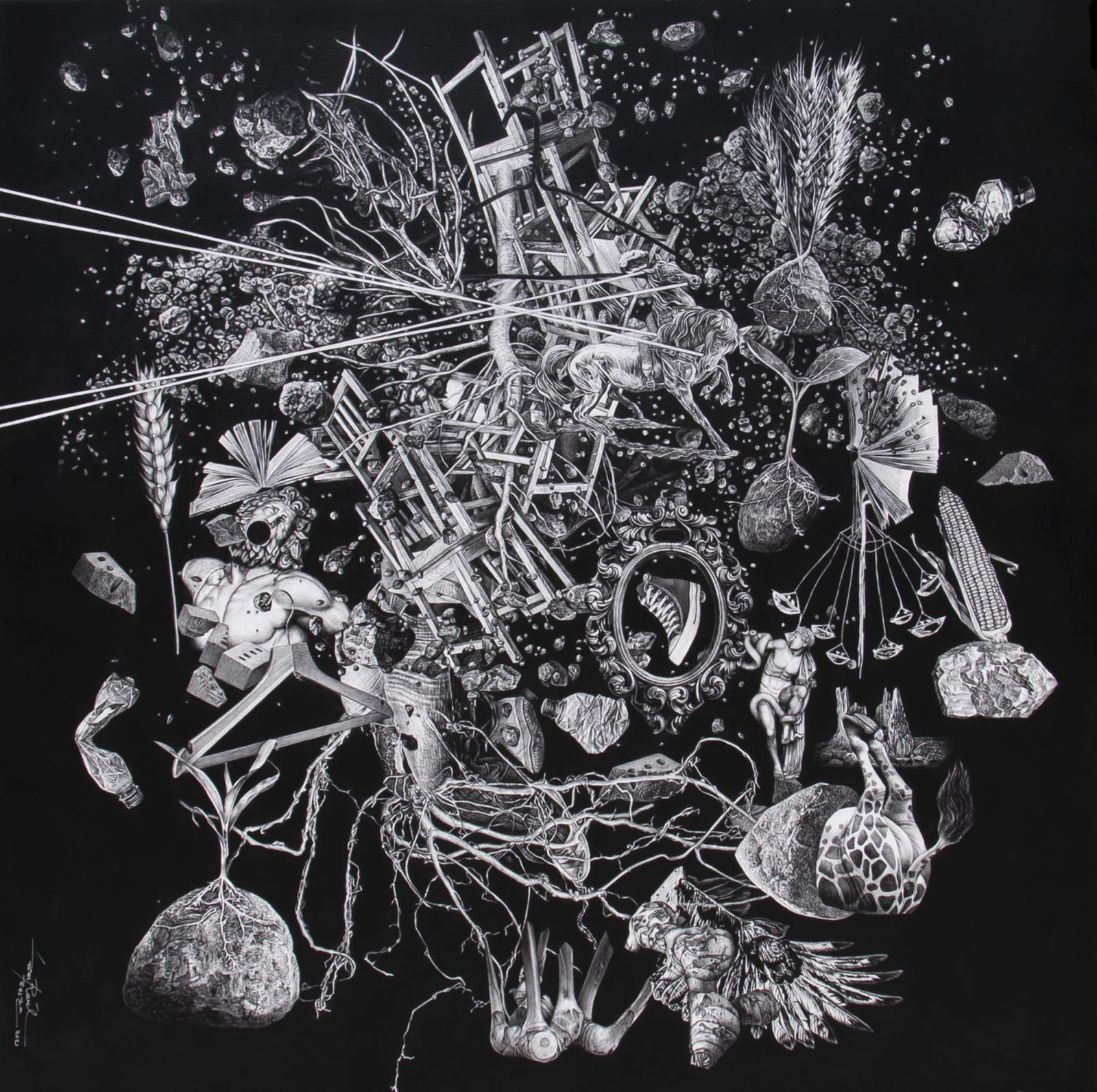 Bestrizal Besta Earth's Mirror 2021 Charcoal and acrylic on canvas 150 × 150 cm