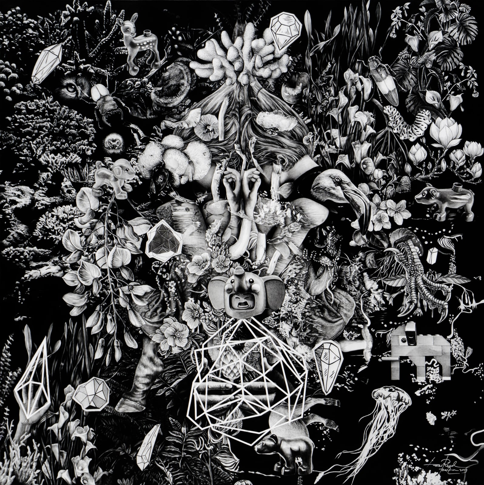 Besta Bestrizal Think big 2019 Charcoal on canvas 150 X 150 cm