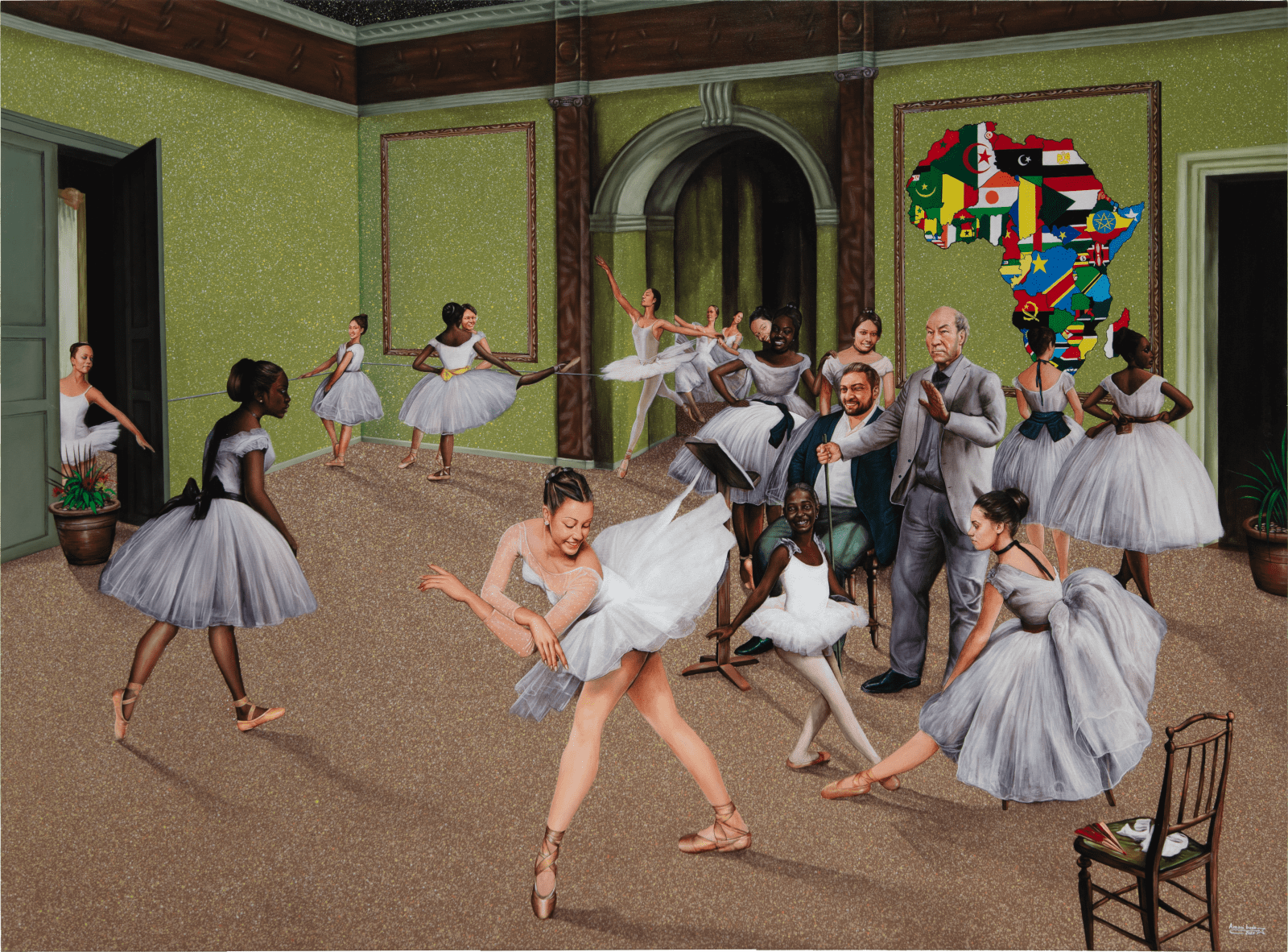 Amani Bodo, Danse traditionnelle, 2025, Acrylic on canvas, 146 × 197 cm
