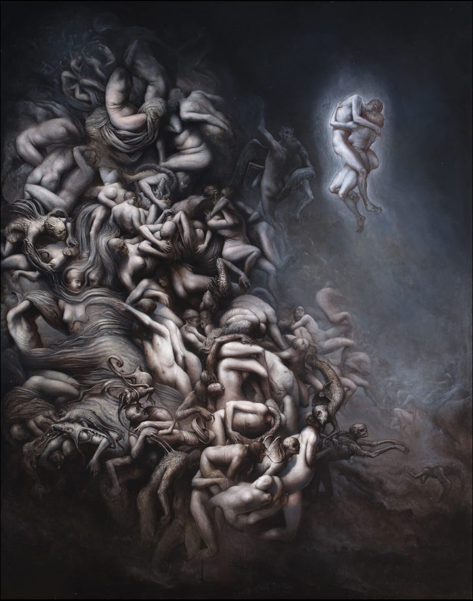 Agostino Arrivabene, Erotomachia infera, 2023, Oil on linen, 250 x 200 cm