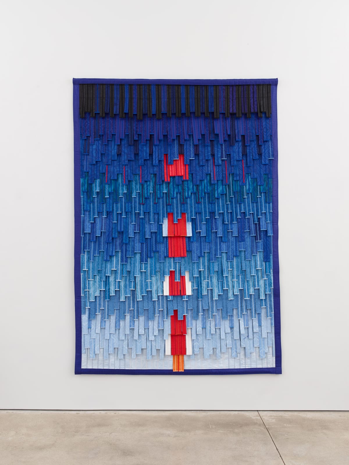 Abdoulaye Konaté: Bleu, rouge, orangé et blanc 2019, Textile, 274 × 190 cm
