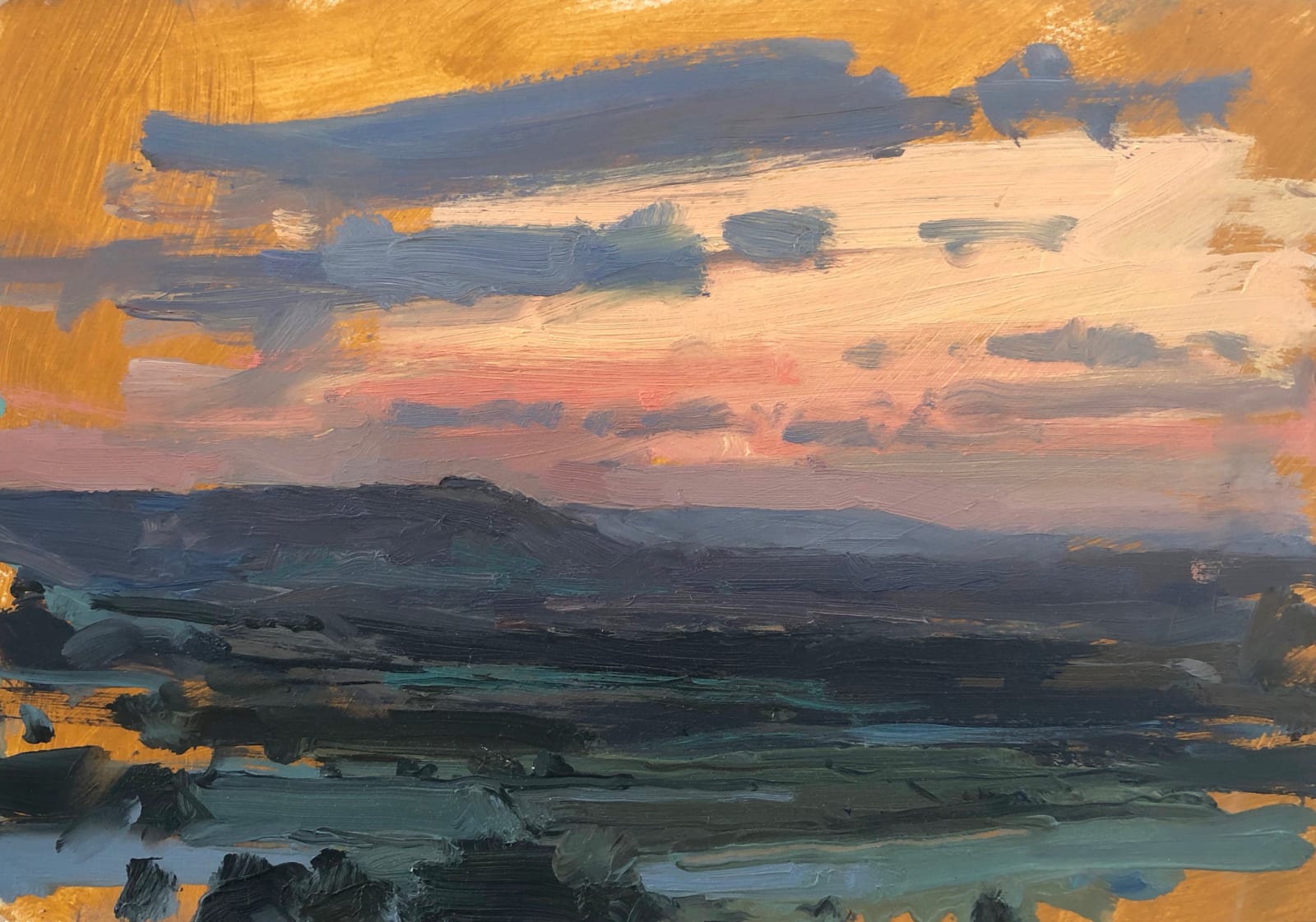 View to Chanctonbury Ring, winter study, South Downs, 2021
