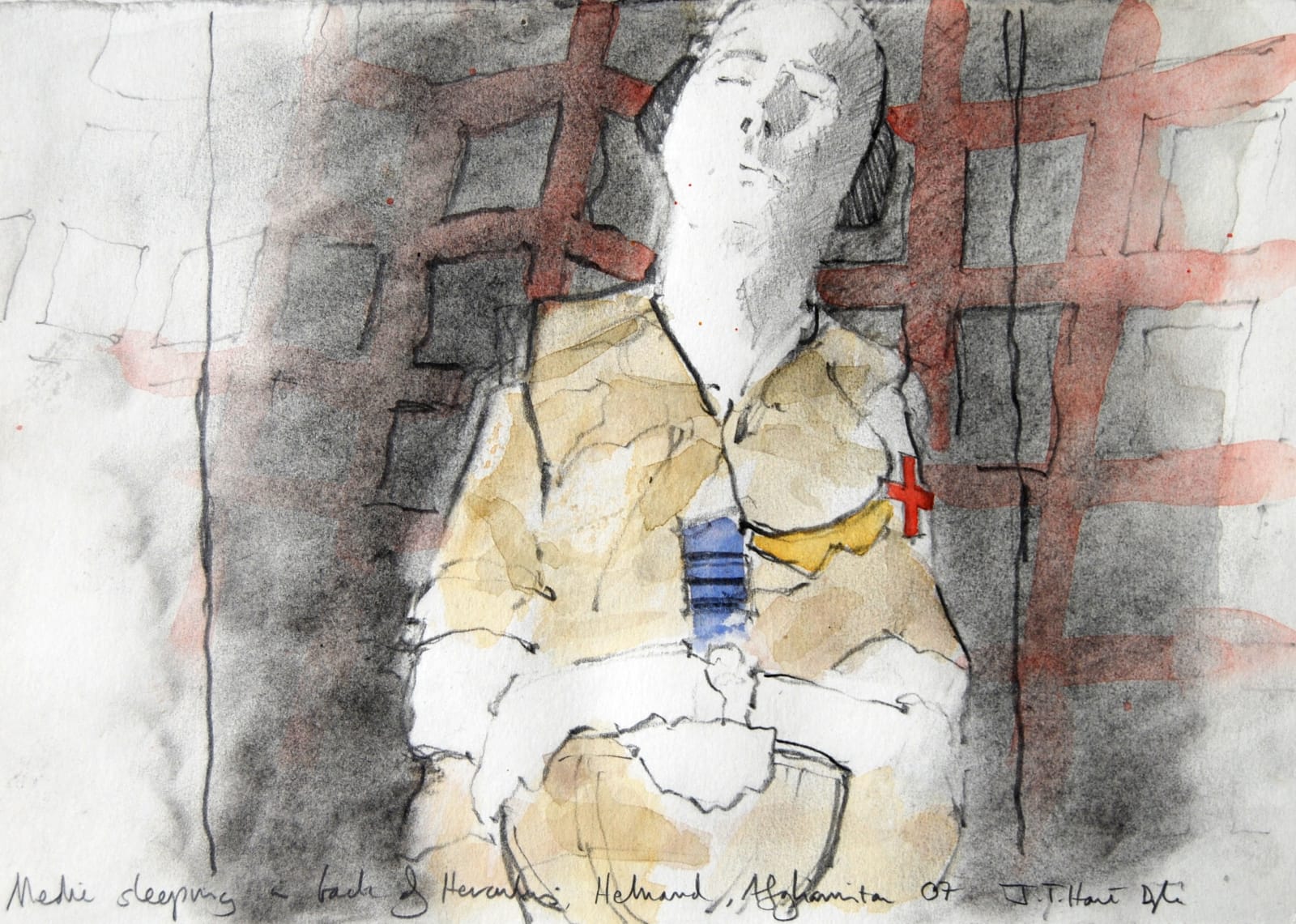 Sleeping medic on Hercules to Helmand, Afghanistan, military, 2007