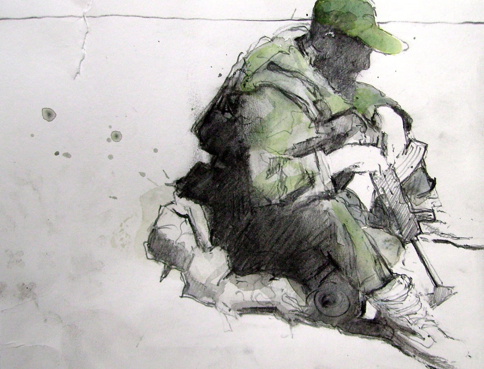 Afghan soldier waiting to fight, Helmand, Afghanistan, military, 2007