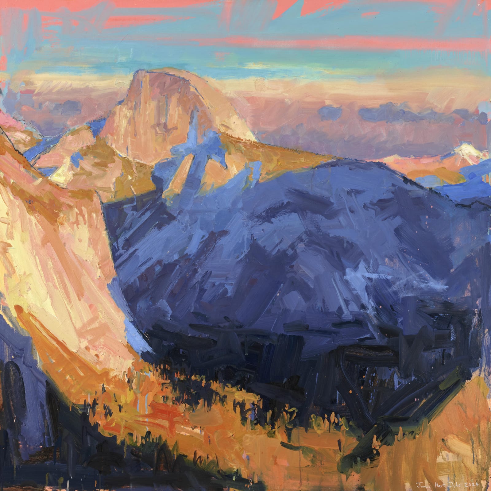 Pink and blue. Last light on Half Dome. Yosemite, 2024