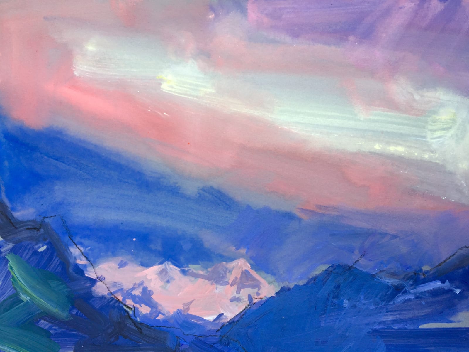 Alpine evening sky, Landscape , 2019