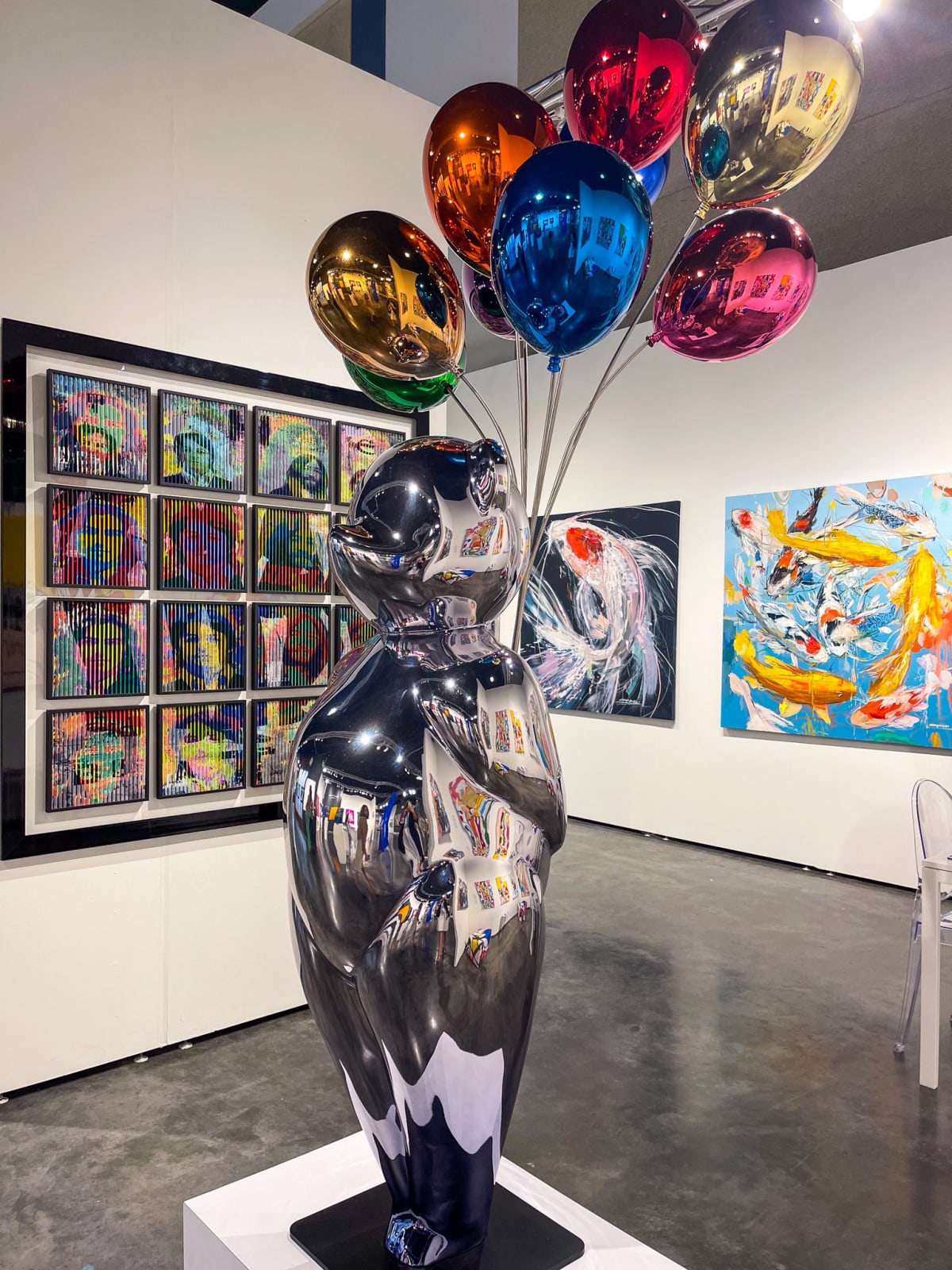 Paintings and sculptures displayed at Carousel Fine Art's gallery both at the Palm Beach Modern and Contemporary art fair, 2022.