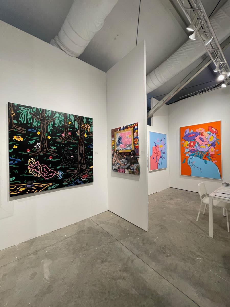 Paintings displayed at Carousel Fine Art's booth at the art fair, Context Art Miami 2022