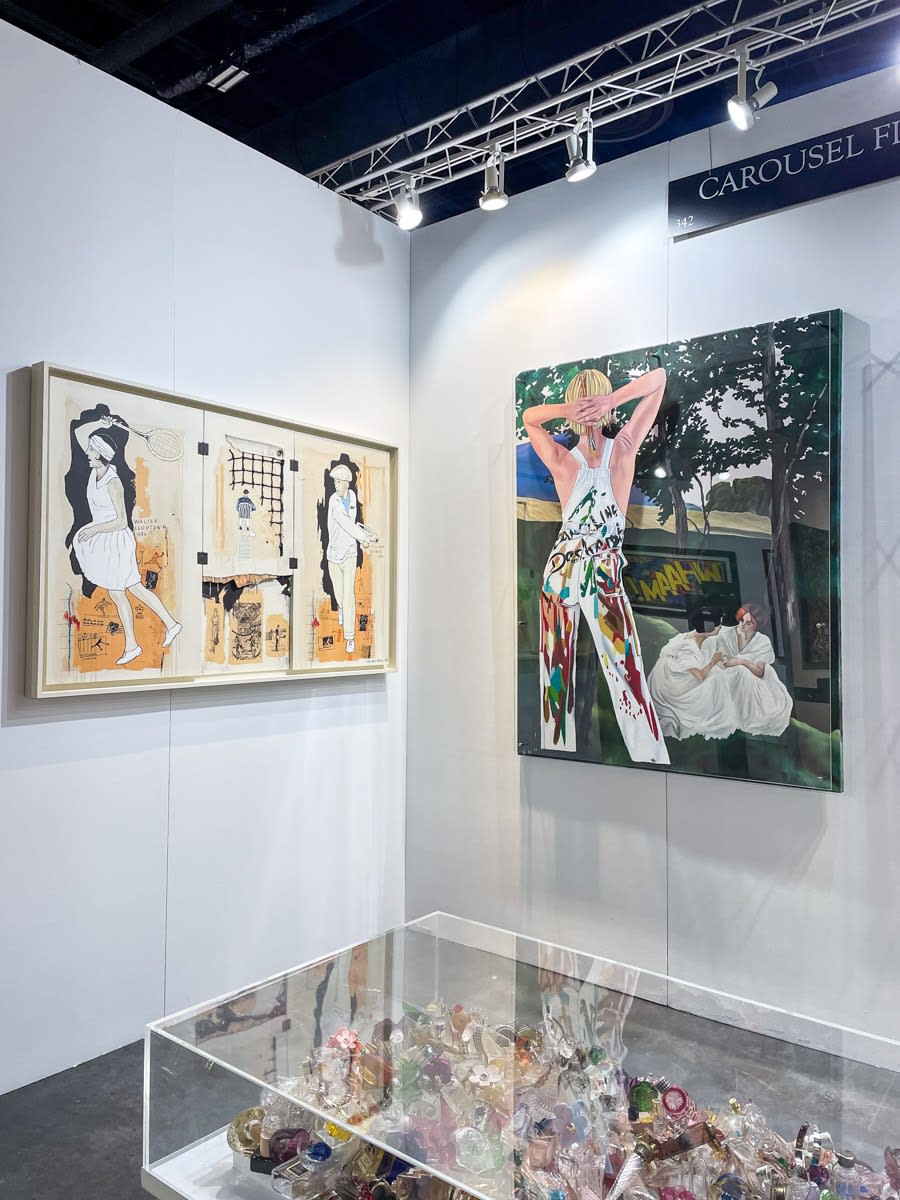 Paintings displayed at Carousel Fine Art's booth at the Palm Beach Show art fair, 2023.
