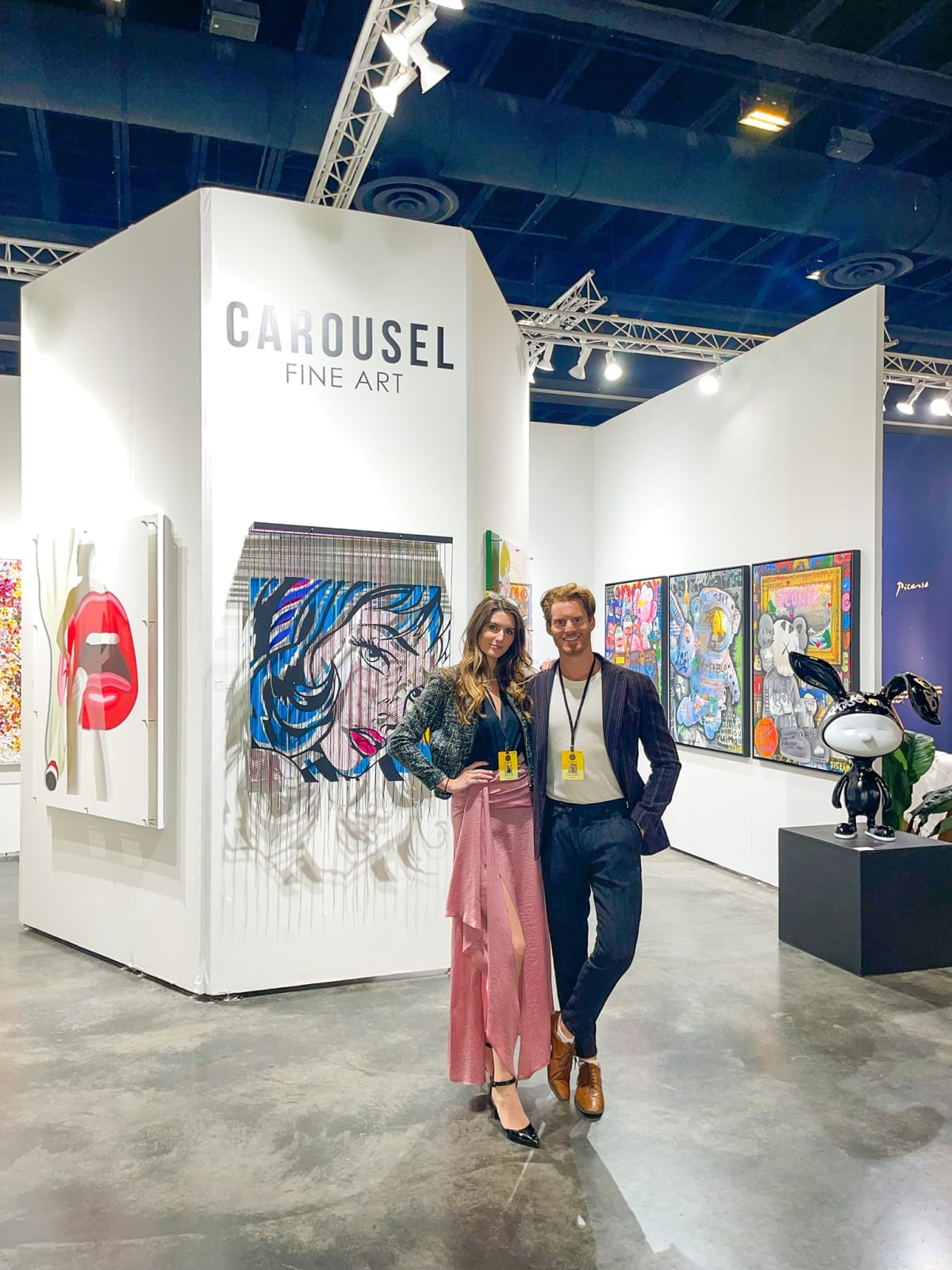 People at Carousel Fine Art's booth at Art Palm Beach, art fair 2023.