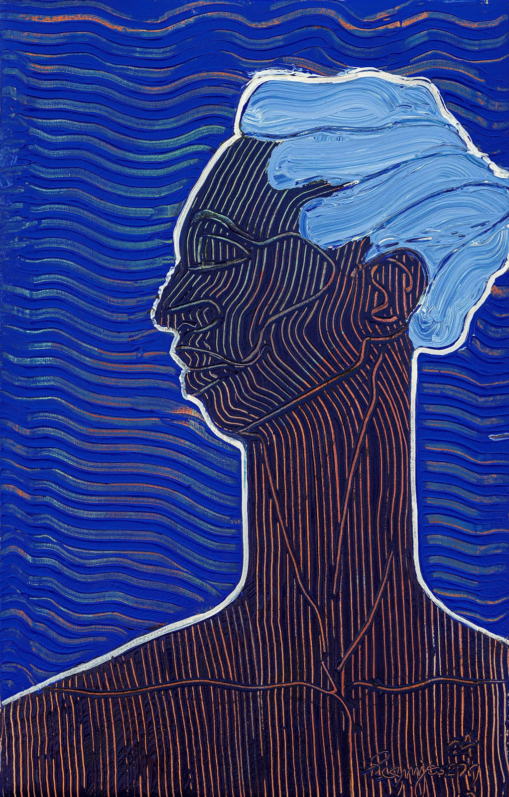 Joseph Segunfunmi, Blue Figurine Alaro, 2024