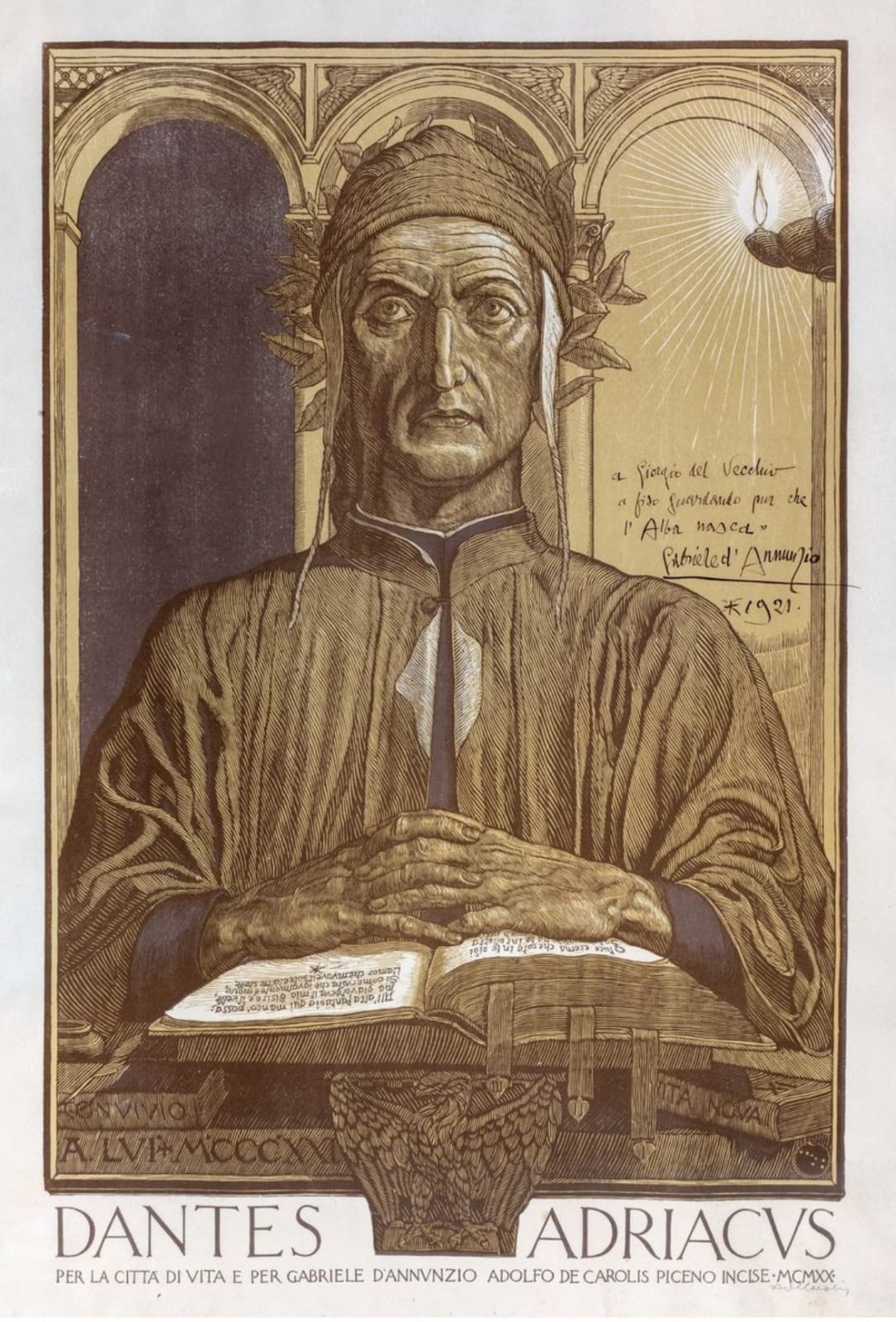 Adolfo De Carolis ( Montefiore dell’aso 1874 , Roma 1928 ), Dante Adriacus , 1921