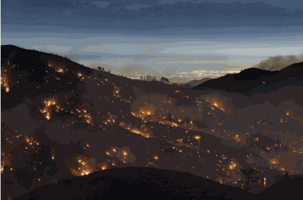 A photo Kevin Cooley took during the Bobcat Fire in the San Gabriel Mountains above Los Angeles in 2020. (Courtesy...
