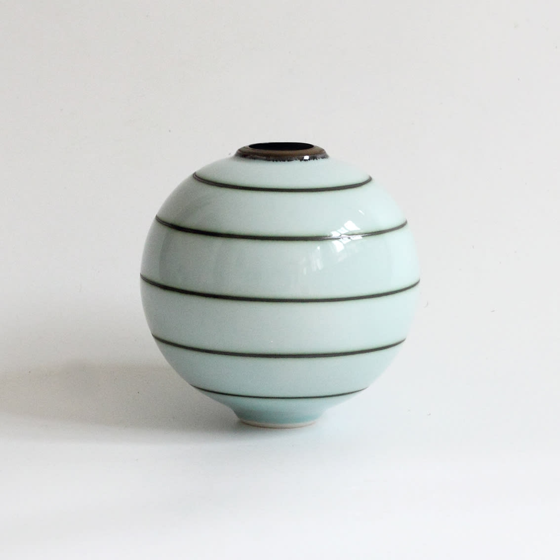 Tricia Thom, 22. Small Moon Jar, Blue Stripe