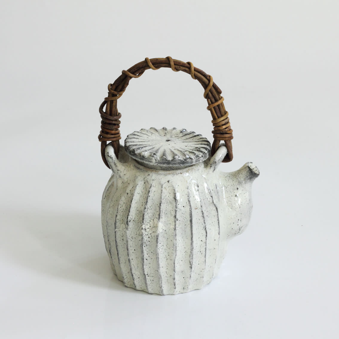 Akiko Hirai, 64. White Kohiki Fluted Teapot