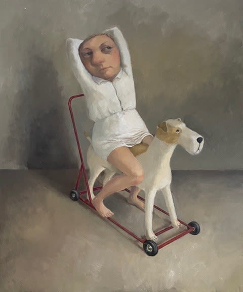 Bobbie Russon, Child Inside, Oil on Canvas 70 x 60 cm. £3,500