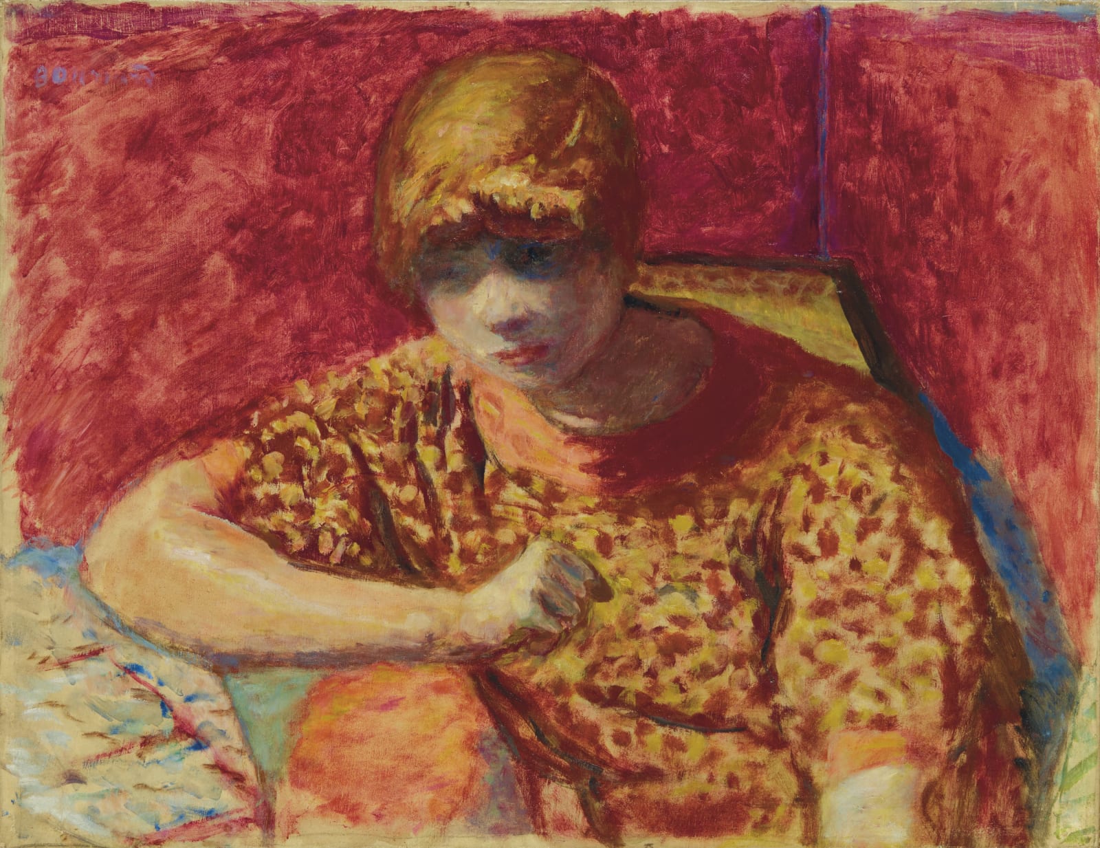 PIERRE BONNARD (1867-1947), La robe de chambre rouge or Le corsage orangé (Marthe Bonnard), 1912