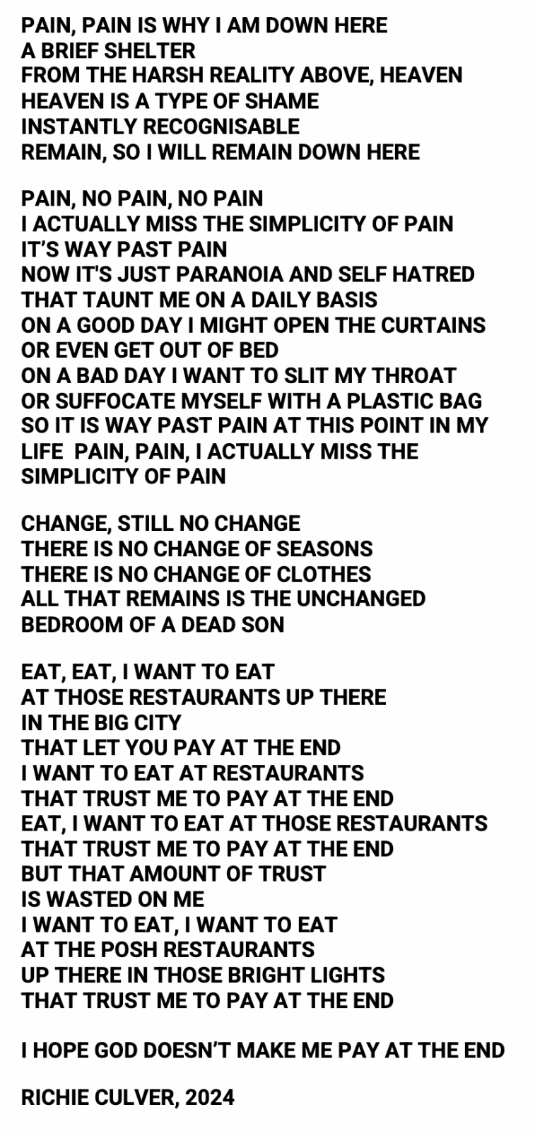 Richie Culver, I TRUST PAIN - SOUND WORK, 2024