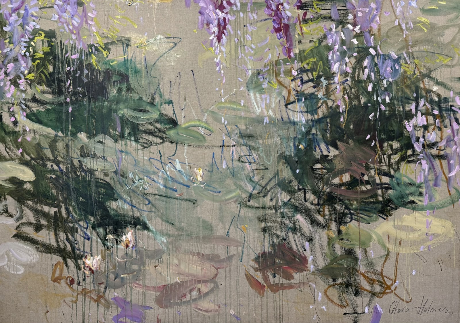 Water lilies. Reflections. Original artwork. Painting