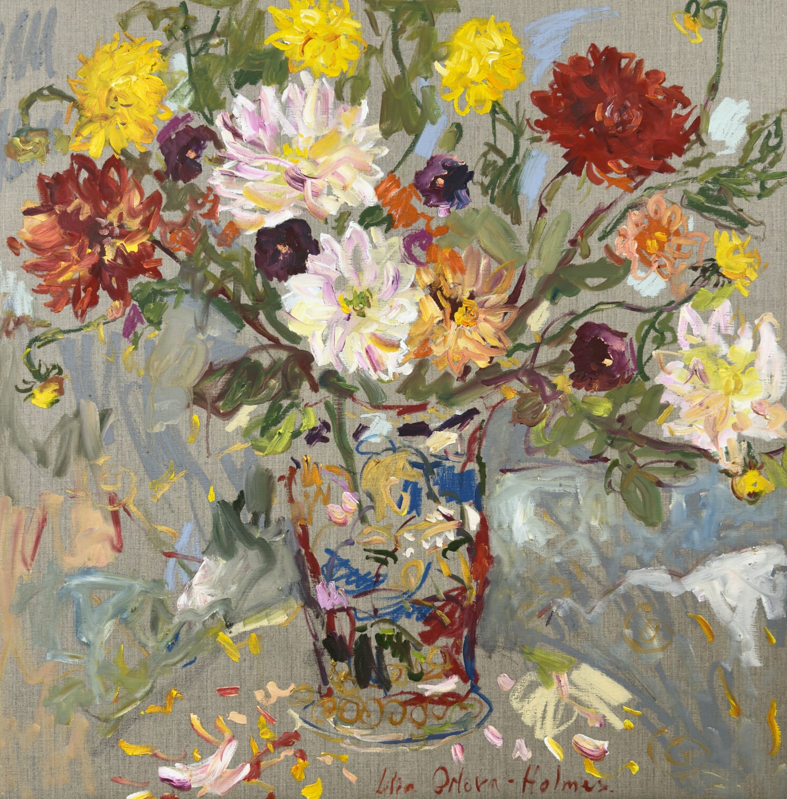 vase of flowers. Original painting. Oil on linen