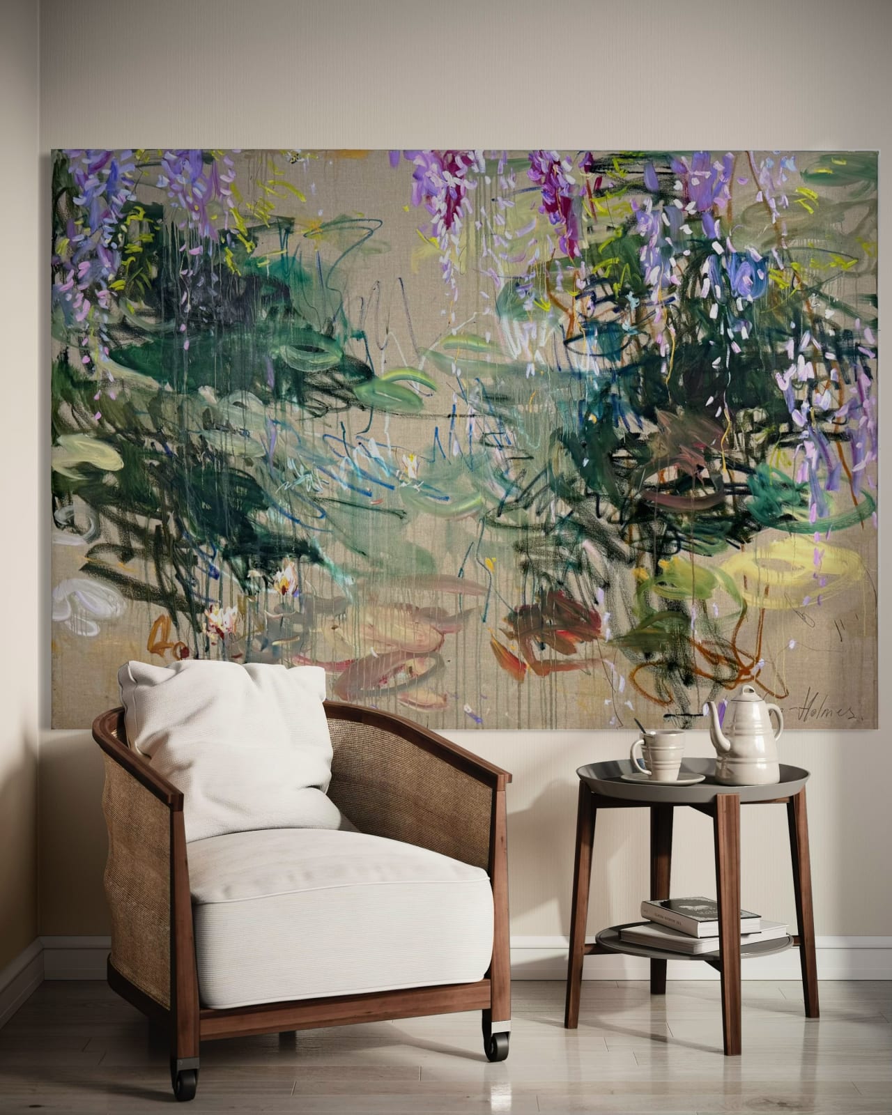 Lilia Orlova-Holmes, Wisteria over the pond, 2025