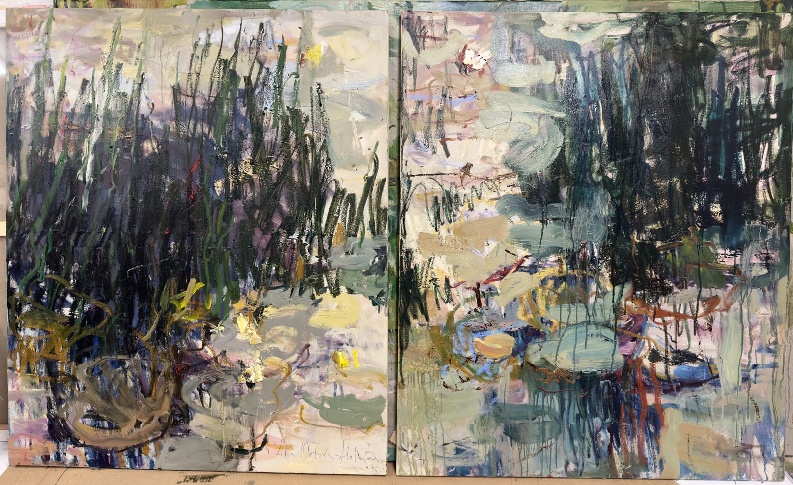 Lilia Orlova-Holmes, By the pond. The last days of summer. Diptych., 2023