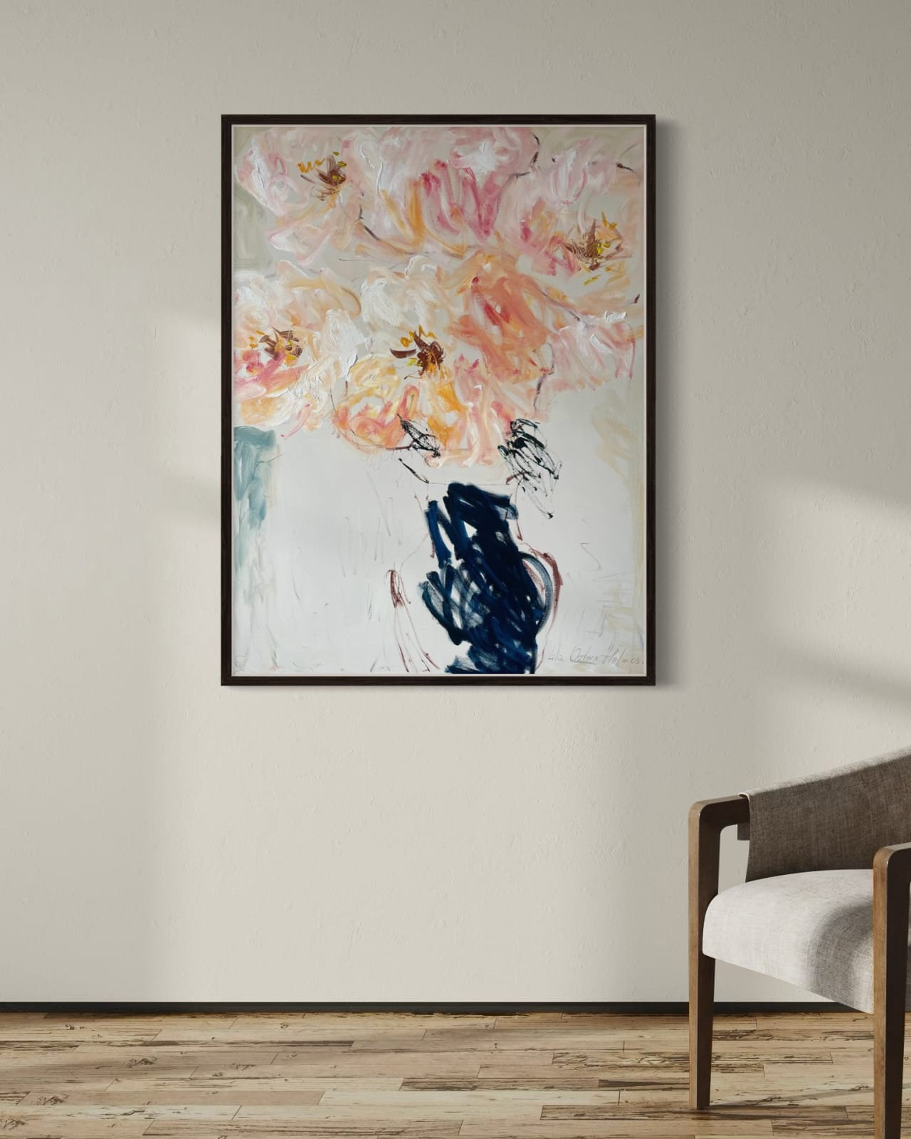Lilia Orlova-Holmes, Peonies in a blue vase, 2021