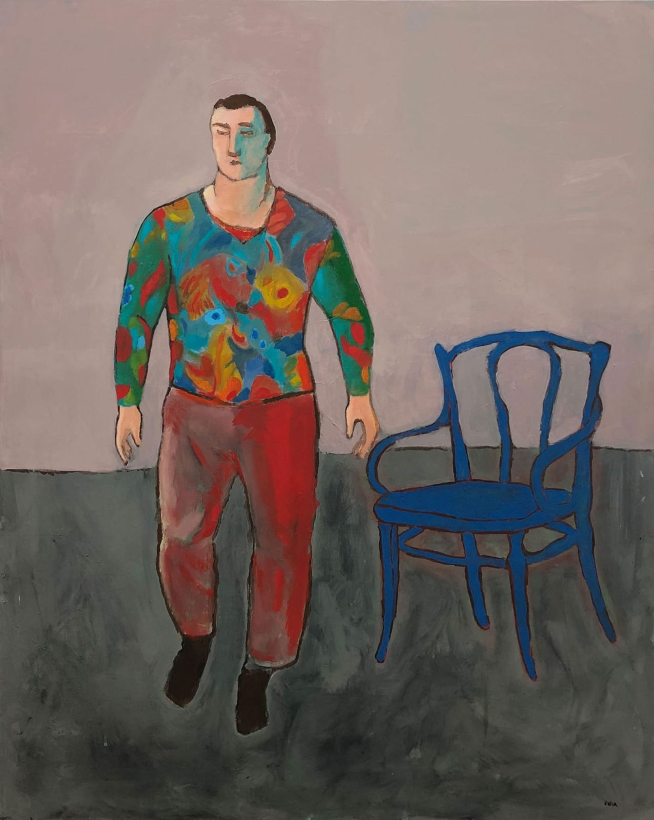 Sandro Chia, Futuristic Man with a Chair, 2020