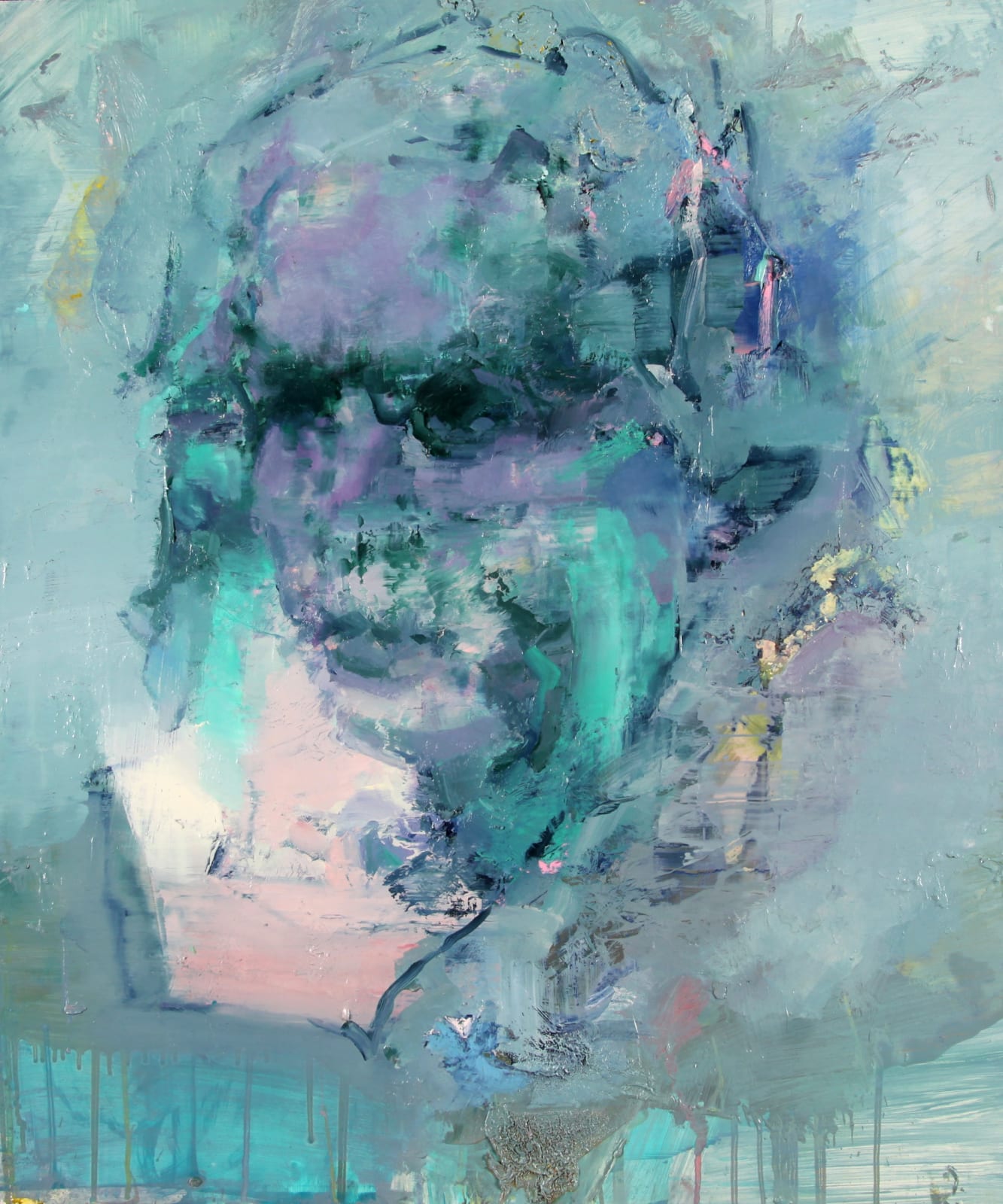 Cian McLoughlin, Head of a Woman - Green and Purple, 2017