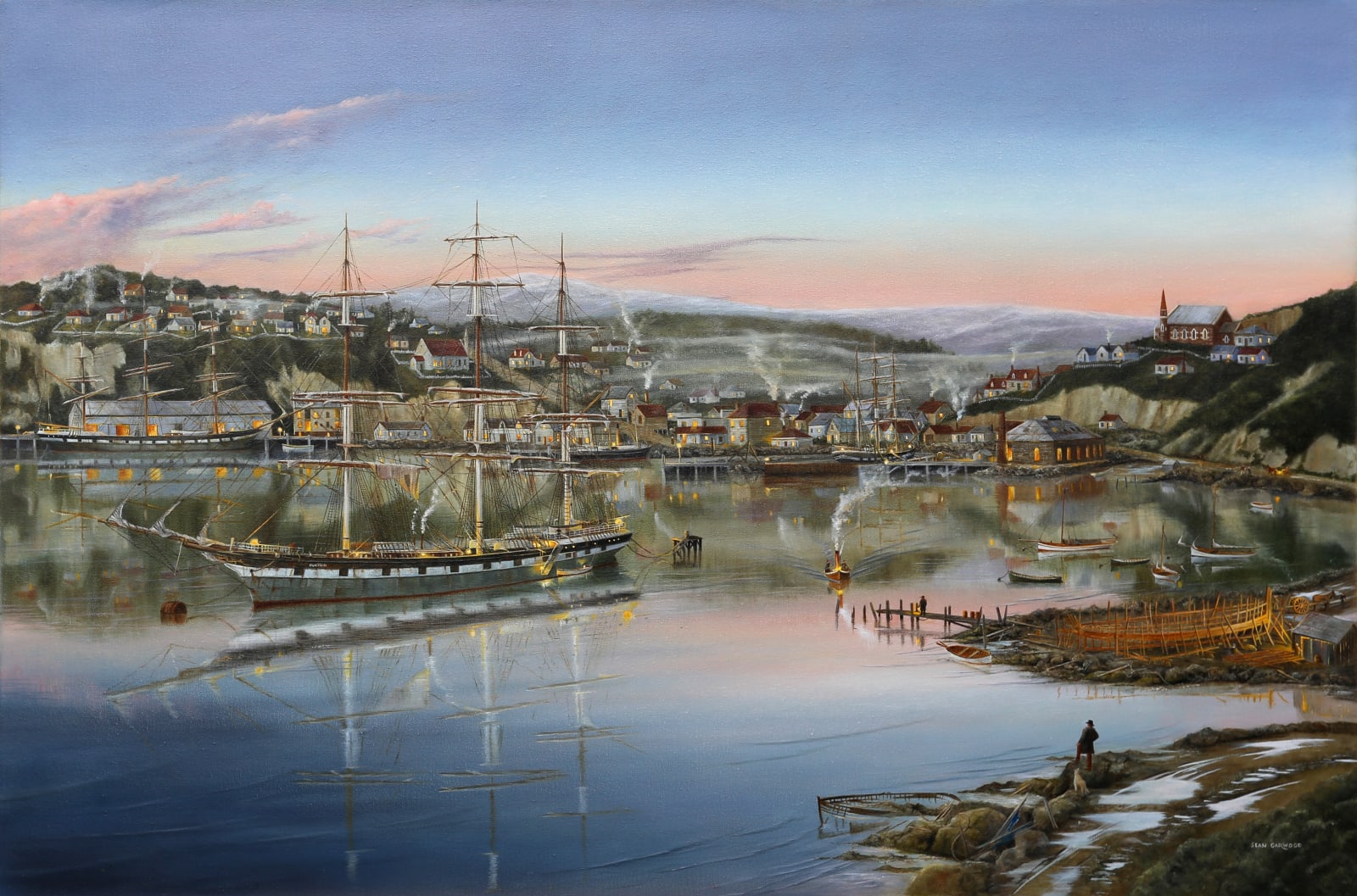 Sean Garwood, The 'Dunedin' moored in Port Chalmers, 1877