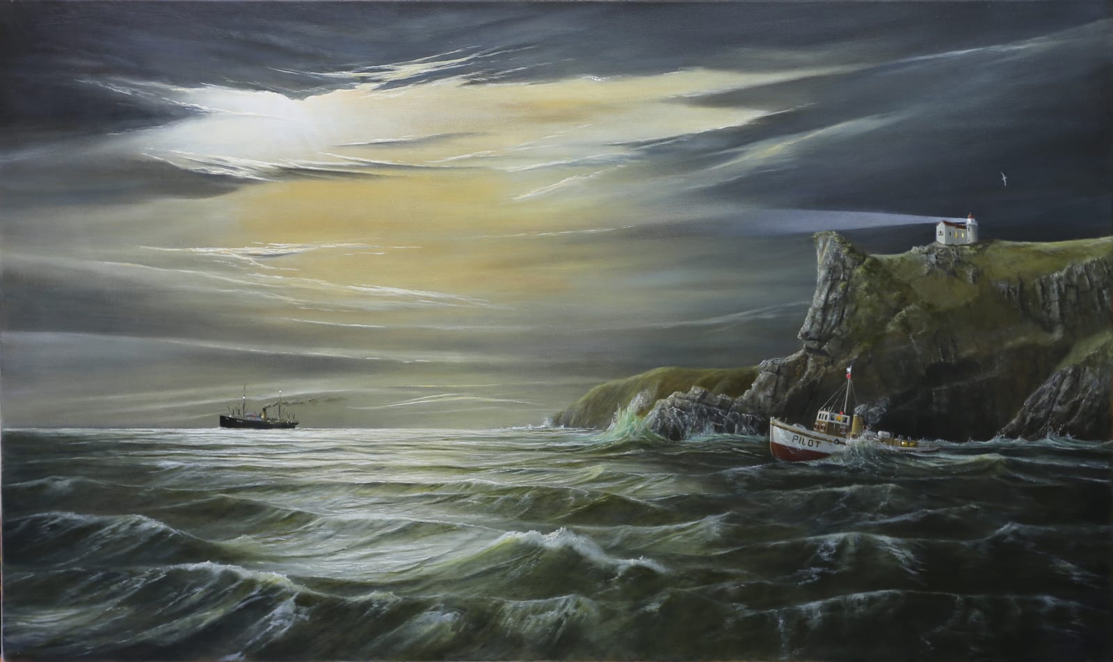 Sean Garwood, Pilot boat 'Koputai' passing Taiaroa Lighthouse, 1942 , 1942