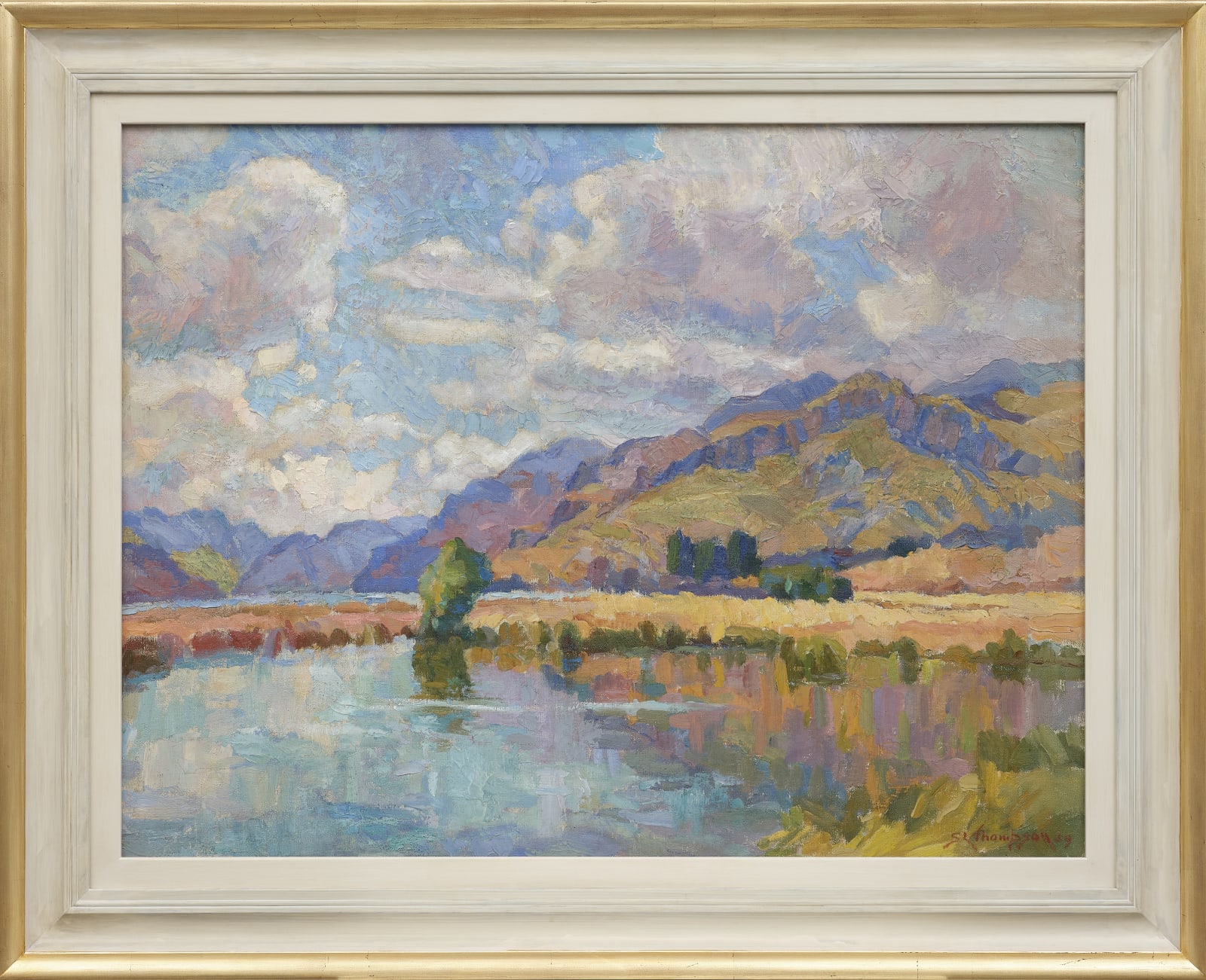 Sydney Lough Thompson, Morning Reflections, Rangitata Riverbed, 1959