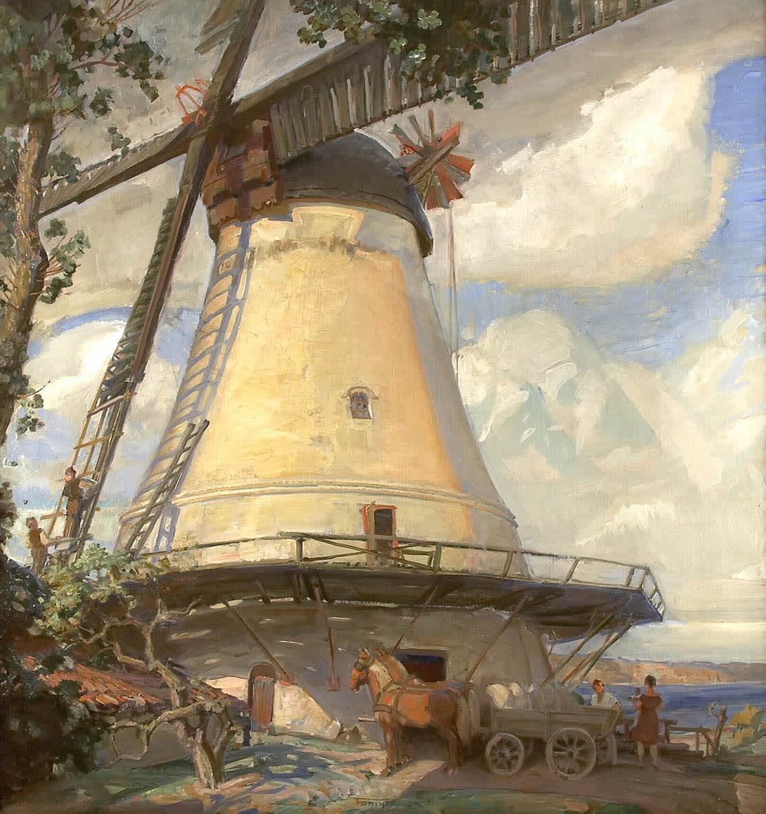 Carl Forup, The Windmill: Loading a Flour Dray, Dybbol Molle, Sonderjylland, Denmark