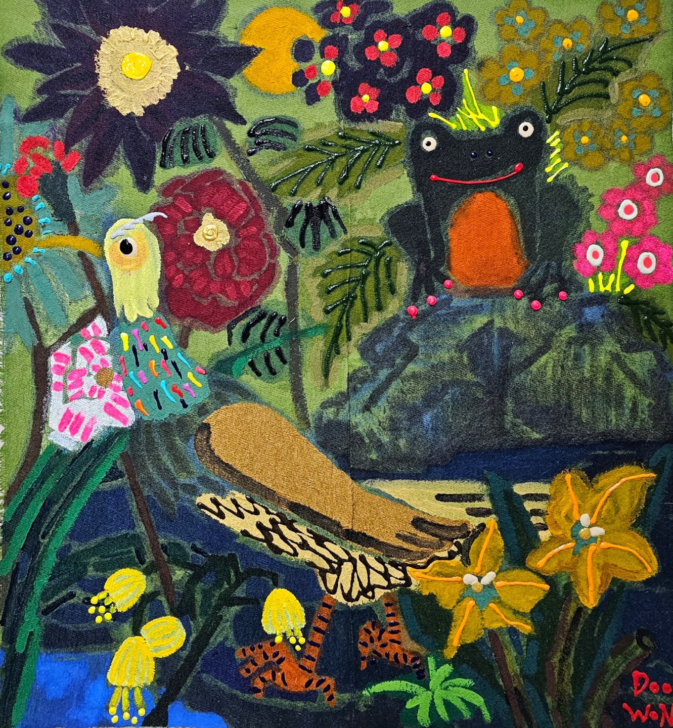 Doowon LEE, A frog and a bird on the rock 바위 위 개구리 새, 2025