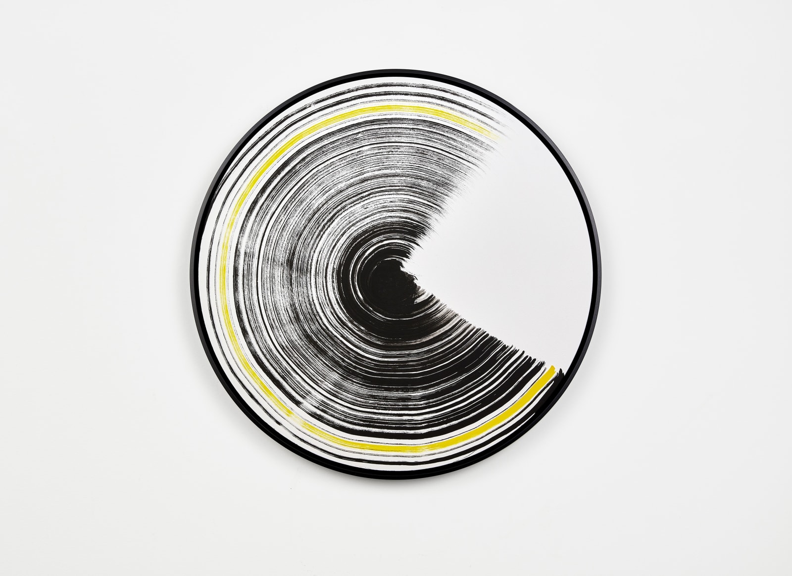 Claudia Comte, Turn and Slip 60, black yellow sparks, 2021