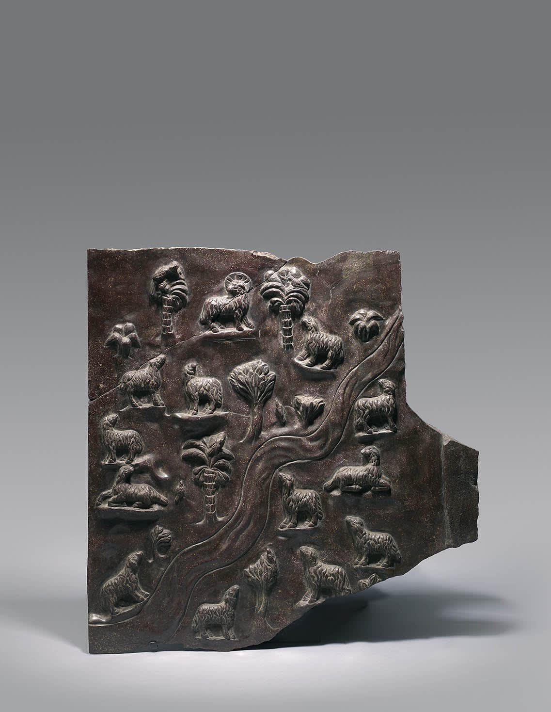 Porphyry relief with a paradisiacal landscape, Early Byzantine, 5th century
