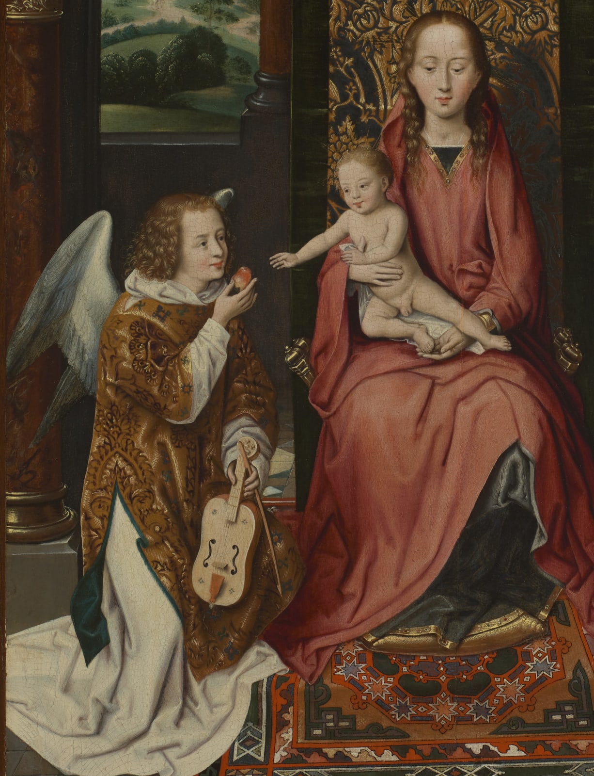 Image above: The Wyvern Virgin and Child with Music Playing Angel, detail