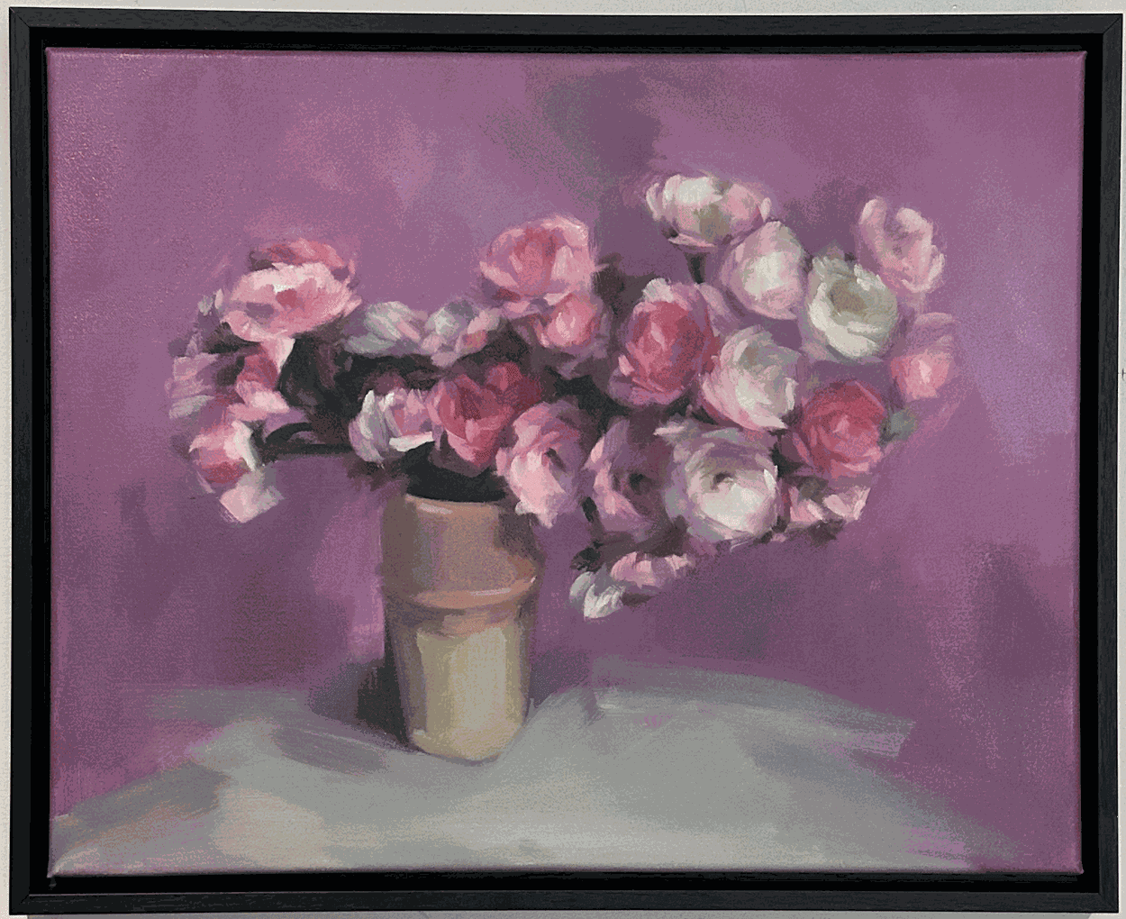 Robin Danely, Sarah's Fairy Roses, 2025, oil on canvas, 40x 50 cm