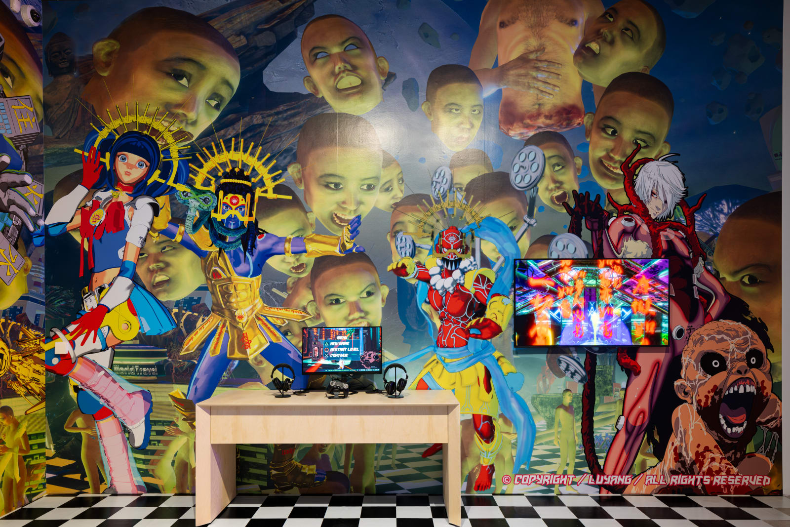 陆扬作品，「保持在線：雲中遊蕩」展覽場景，大館當代美術館，香港，2025 相片由大館當代美術館提供，攝影：關尚智 Lu Yang's artworks. Exhibition view of Stay Connected: Navigating the Cloud, Tai Kwun Contemporary, Hong Kong, 2025. Courtesy...