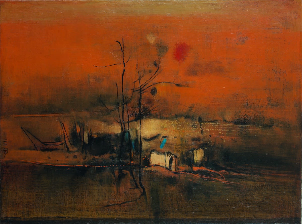 鍾泗濱 Cheong Soo Pieng, 朱紅抽象